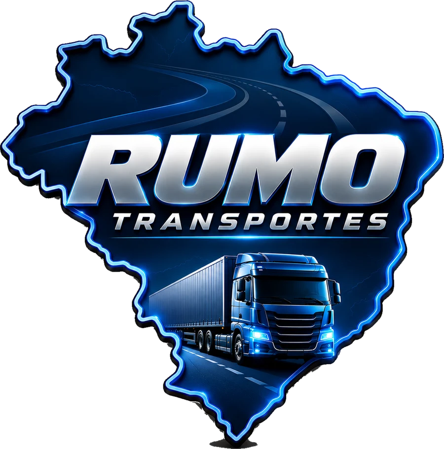 Logomarca Rumo Transportes: mapa do Brasil com caminhão